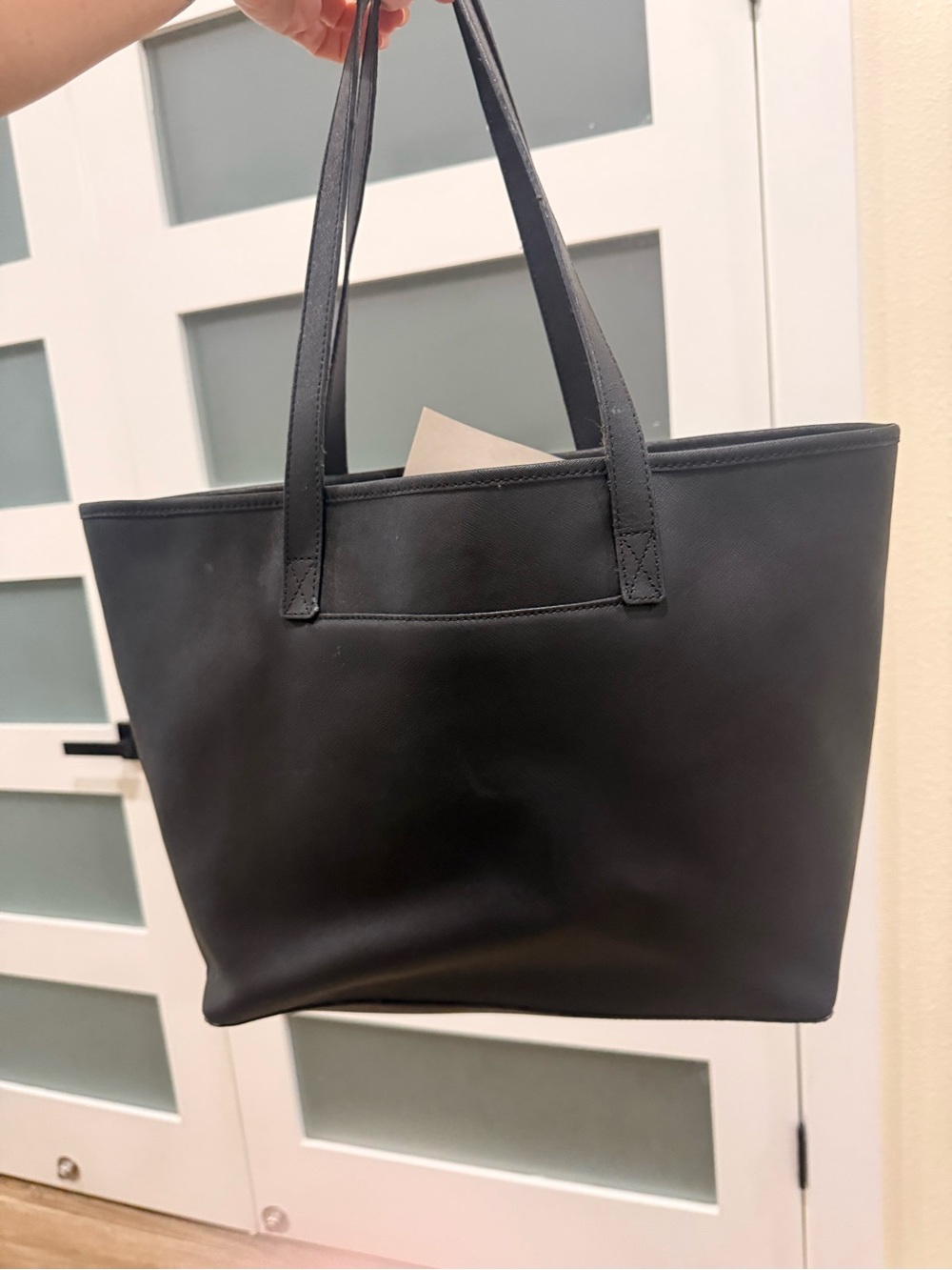 Michael Kors Black Leather Tote with Gold Logo - Picture 3 of 12